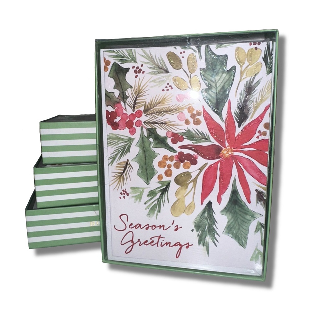 15 "Season's Greetings" Glitter Holiday Cards